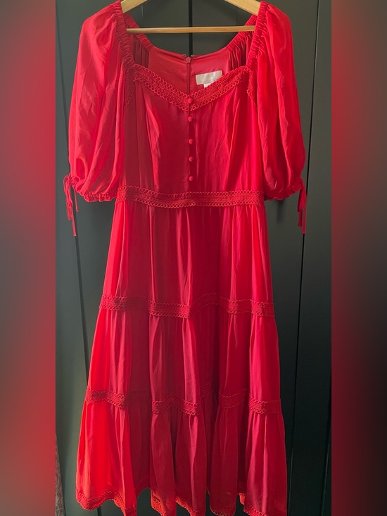 Rachel Parcell Dresses & Skirts - NWOT Red Goji Rachel Parcell Puff-Sleeved Tiered Maxi Dress